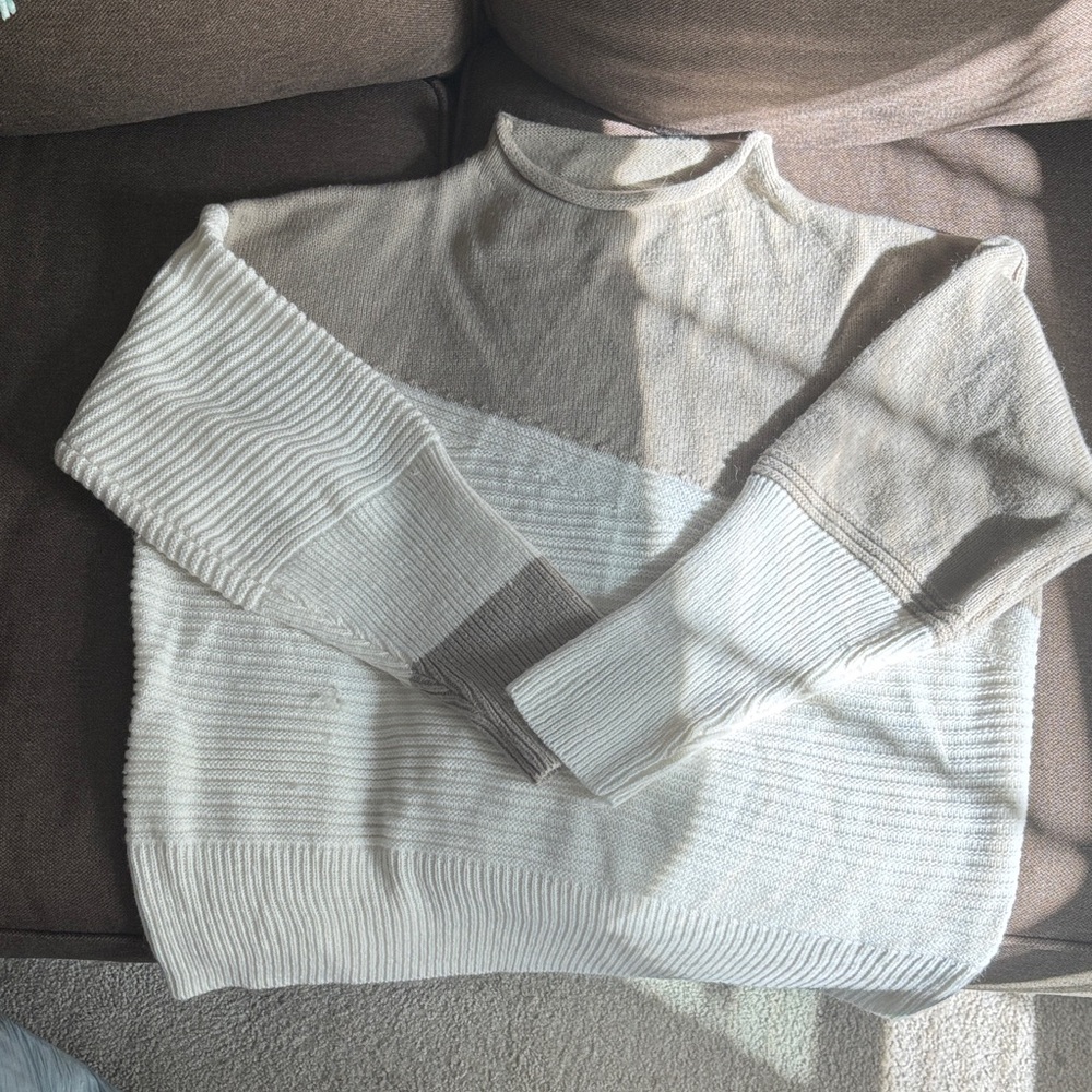 Beige and Cream Knit Sweater